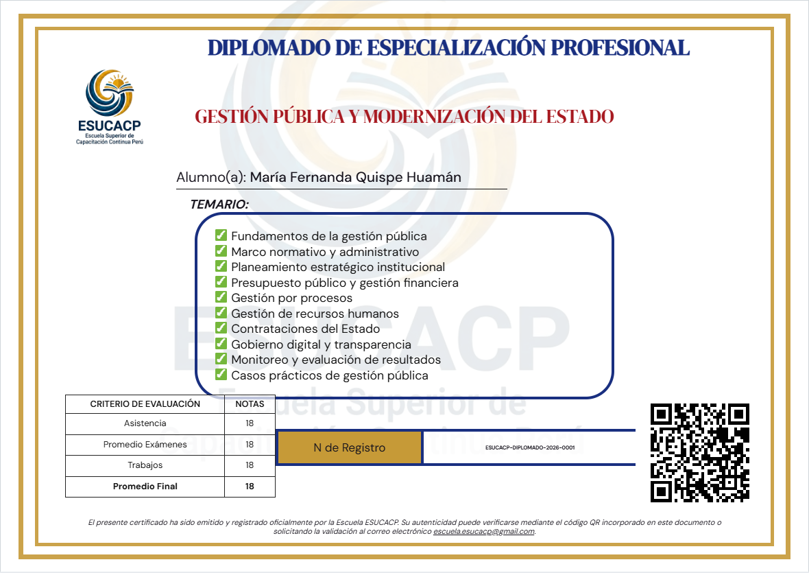 Reverso vigente del diplomado ESUCACP